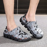 Summer Men Mules Clogs Eva Material Special Print Beach Garden Clog Shoes Men's Family Travel Clog Shoes