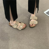 Breakj Retro Slippers Women Wear 2023 New Frosted Leather Shoes In The Summer, Cool Drag Flat
