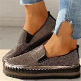 Glitter Shoes Ladies Bling Crystal Loafers Platform Women's Flats Autumn Slip-on Woman Causal Female Fashion New