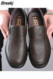Men's Genuine Leather Shoes 38-46 Head Leather Soft Anti-slip Rubber Loafers Shoes Man Casual Real Leather