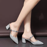 Breakj Women Summer 2023 New Fairy Style Dress Coarse Heel Half-Bag Head Small High Heel Two Women's