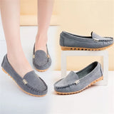 Breakj And Summer Round Head Flat Heded Shallow Shoes Single Shoes Metal Buckle Flat-Soled Women's Shoes Students Bean Shoes Casual Single