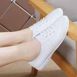 Breakj White Shoes Women In Spring 2023 New Embroidered Small Daisions Red Flat Heel Student Shoes Casual Sports Breathable Women's