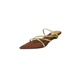 Breakj Holiday Roman Wind Two Wearing Sandals Word With Pointed Gold Fine Heel Shoes Outside Wearing Cool Slippers
