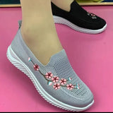 Women Sneakers Mesh Breathable Floral Comfortable Mother Shoes Soft Lightweight Solid Color Fashion Female Footwear