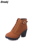 Size 35-43 Winter Casual Women Pumps Warm Ankle Boots Waterproof High Heels Snow 2023 Shoes Botas Patent Botas