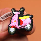 Cute Pink Roller Skates Motorcycle Shoes Decoration Accessories Jibz for Croc Charms for Shoes Bracelets Kids Gifts