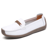 Breakj And Summer Large-Size Soft-Soled Mother Shoes Cow Skin Bean Shoes Women's Casual Shoes Flats Nurse Shoes Single Shoes Women's Working