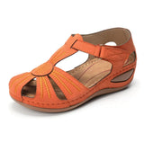 Breakj Summer New Women's Shoes Large-Size Hollow Women's Shoes Car Sewing Slope And Round Head Hollow Laser Sandals
