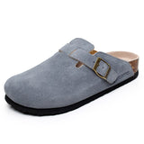 Autumn Women's Closed Toe Slippers New Suede Leather Yellow Mule Clogs Cork Sandals For Women Garden Clog