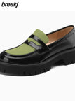 Size 34-40 Women Loafers Real Leather Fashion Platform High Heels Shoes For Woman Spring Casual Office Lady