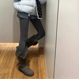 Breakj New Winter Plus Velvet Warm Shoes Long-Boel Cotton Boots Fur One Gray High-Crash Fur Snow Boots Women's