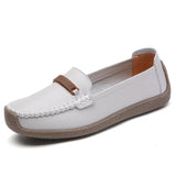 Breakj And Summer Large-Size Soft-Soled Mother Shoes Cow Skin Bean Shoes Women's Casual Shoes Flats Nurse Shoes Single Shoes Women's Working