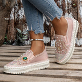 Breakj Cake Thick-Soled Lefu Shoes Spring Summer New Mesh Women's Shoes Breathable Mesh Water Drilled A Foot Lazy Single