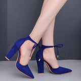 Women's High Heel Shoes Spring and Autumn Season Pointed Lacing Sexy Fashion Thick Heel Casual Large Women's Shoes