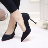 New Fashion Spring and Autumn Temperament Solid Color Belt Heel Shoes All-match High-heeled Pointed Toe Shallow