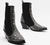 Western Boots Chunky Heel Fashion Shoes For Women Ankle Med Calf Women's Boots 2022 Brand New Rivet Metal Design