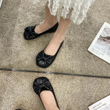 Summer 2023 Women Flats Korean Style Square Toe Office Lady Shoes Simply Casual Bow-knot Comfy Walking Shallow