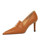 Breakj Retro High Heels Women's Shoes Thin Heel High Heel Pointed Deep Mouth Shoes Trim Feet Show Slim Deep Mouth Women's Singles