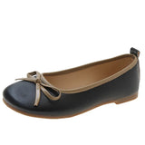 Bow Pu Leather Women Ballet Flat Shoes 2023 Comfort Slip on Soft Sole Flats Woman Shallow Mouth Single Shoes