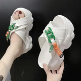 House Slippers Platform Slides Slipers Women Heeled Mules Black Sandals Fashion Lady 2024 High Summer Beige Luxury