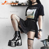 Design Cool Block Great Quality Big Size 43 Gothic Style Platform Woman Boots Fashion Casual Cosy Woman Shoes Ankle