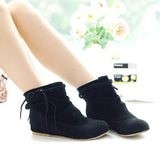 Ankle Boots Winter Shoes For Women Flat Heel Zipper Boots-Women Round Toe Low 2024 Rubber Over-the-Knee Ladies Autumn PU