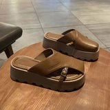 Breakj Half Slippers Women Wear 2025 Spring And Summer New Retro Fashion Pine Cake Thick Bottom Comfortable Lazy People Cool