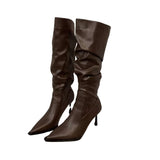 Breakj Tips Piles Of Long Boots Women's Shoes 2025 New Autumn And Winter High-Tight Thin Thin And Retro