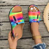 Asia Large-Size Thick Bottom Hollow One-Word Slippers Female Dew Car Sewing Slope And Beach Cool Slippers