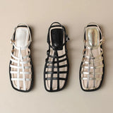 Size 33-40 Women Flats Sandals Rome Low Heels Summer Shoes For Women 2023 Trend Casual Buckle Strap Leather