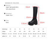 Women Shoes on Platform Knee High Long Woman Wedges Gothic Stripper Chunky Heels Sexy Tights Winter Zip Up Free