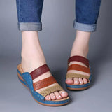 Breakj Summer Coloring Casual Foot Hollow Slope And Adult One-Character Slippers Women's Large Size