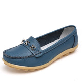 Women's Genuine Leather Shoes Ladies Basic Loafers Non-Slip Soft Sole Casual Flats Comfortable Shallow Mother's