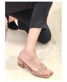 Square Head High Heel Sandals 2023 New Female Summer Transparent With Thick With Transparent And Fashion Lady Everyday