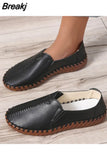 New Spring Ladies Flat-soled Elderly Shoes Retro Loafers Black Women's Shoes Fashion All-match Temperament Shallow