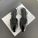 Woman Shoes Beige Heeled Sandals Round Toe Shallow Mouth Original Black Comfort Girls Closed Low Basic PU Neutral Back