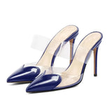 Women Sandals Mixed Colors Transparency Thin Heel Party Femme Shoes Spring Summer Pointed Toe Prom Pumps Designer Shoes