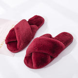 Women House Slippers Faux Fur Fashion Warm Shoes Woman Slip on Flats Female Slides Black Pink cozy home furry