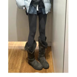 Breakj New Winter Plus Velvet Warm Shoes Long-Boel Cotton Boots Fur One Gray High-Crash Fur Snow Boots Women's