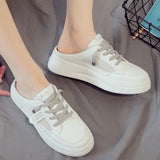 Head Lace-up Net Fabric Casual Slippers 2024 Summer Smiling Face Thick White Shoes Street Shoot Trend Net Women's