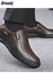 Men's Genuine Leather Shoes 38-46 Head Leather Soft Anti-slip Rubber Loafers Shoes Man Casual Real Leather
