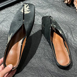 Breakj New Chinese Style Chinese Style Single Shoe Women 2025 French Flat-Bottomed Temperament Bag Half Dragged External Slippers