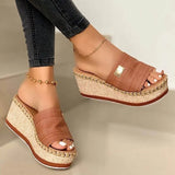 Women Sandals Wedges Heels Sandals Slip-On Platform Sandalias With High Heels Chaussure Femme Comfy Summer Shoes Women