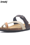 Fashion Cork Slipper 2023 New Women Summer Mixed Color Casual Beach Slip on Outside Flip Flops Slides