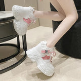 2024 Spring Women Chunky Sneakers Lace Up Increase Height Shoes Woman Harajuku Style Pocket Platform Trainers