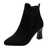 Boots Women's New Pointed Thick Heel High Heels Net Red Thin Boots Elastic Short-Shot Women's Boots In The Autumn And Winter Of