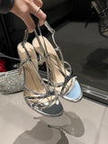Women's New 2023 Gold High-Heeled Sandals With A Skirt And High Heels Fairy