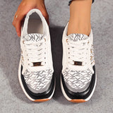 Breakj Thick-Soled Women's Shoes In The Autumn Of 2024 New Printing Round Head Shallow Mouth With Casual Sneakers For