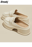 Med Increased Internal Female Shoes Cover Toe Ladies' Slippers Platform 2023 Flat Rubber PU Slides Basic Shoes Ladies'